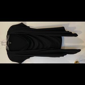 White House Black Market Size Med Black Tank W Faux Sweater Short Sleeved Shirt